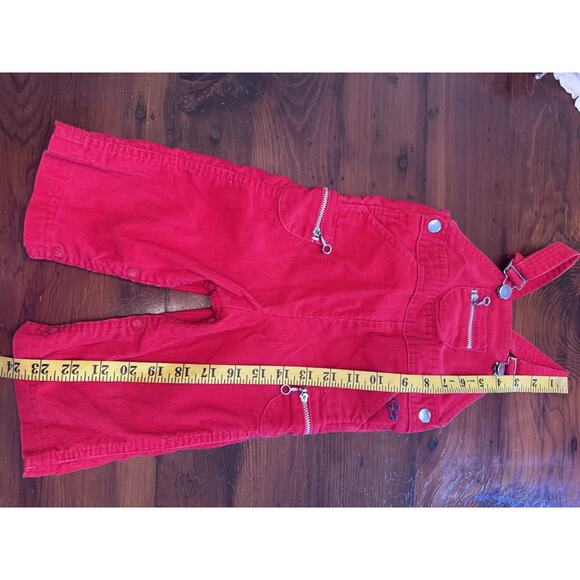 Izod Lacoste Vintage Red Corduroy Baby Overalls 9-12 Months - Picture 8 of 10